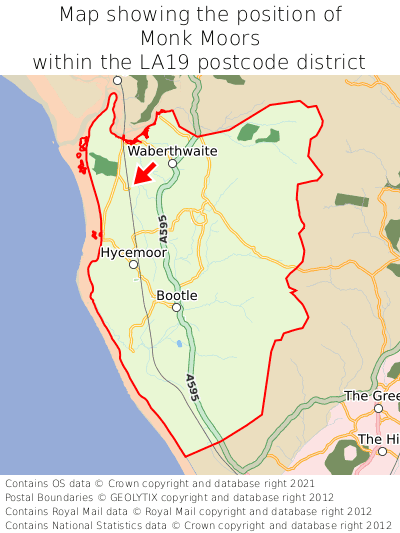 Map showing location of Monk Moors within LA19