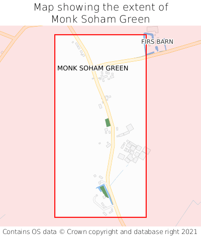 Map showing extent of Monk Soham Green as bounding box