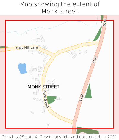 Map showing extent of Monk Street as bounding box