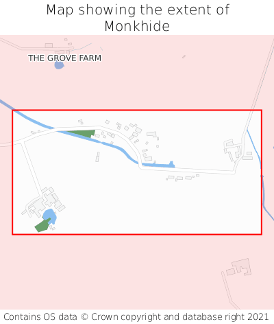 Map showing extent of Monkhide as bounding box