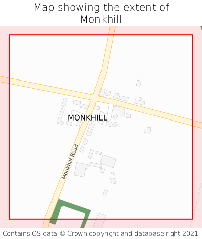 Map showing extent of Monkhill as bounding box
