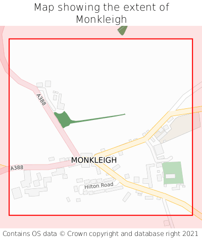 Map showing extent of Monkleigh as bounding box