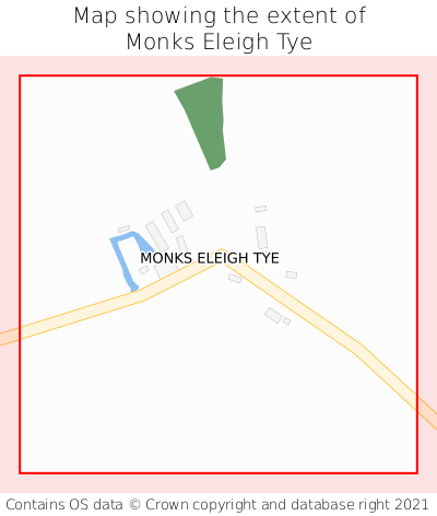 Map showing extent of Monks Eleigh Tye as bounding box
