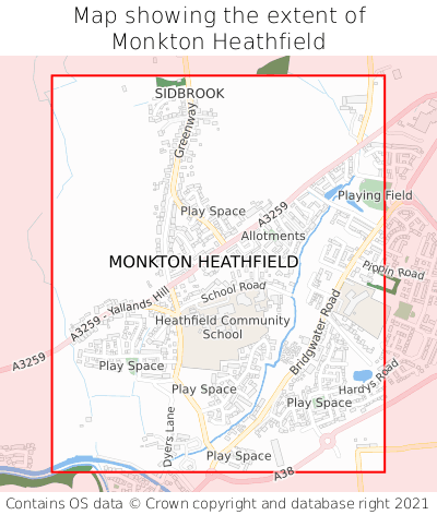 Map showing extent of Monkton Heathfield as bounding box