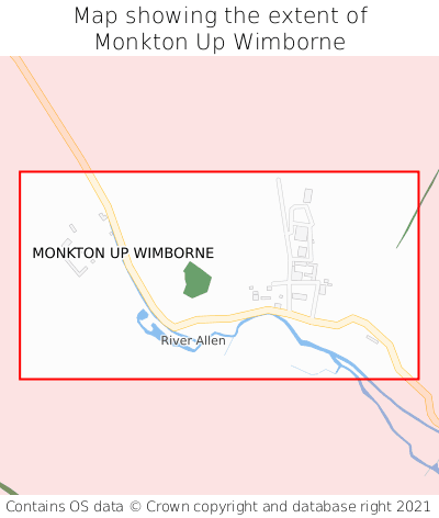 Map showing extent of Monkton Up Wimborne as bounding box