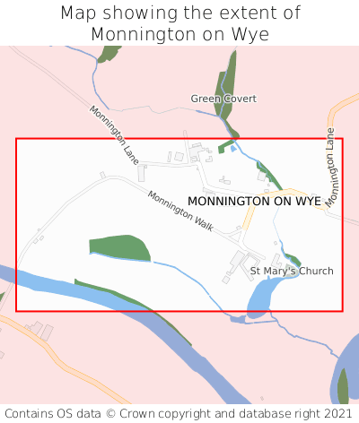 Map showing extent of Monnington on Wye as bounding box