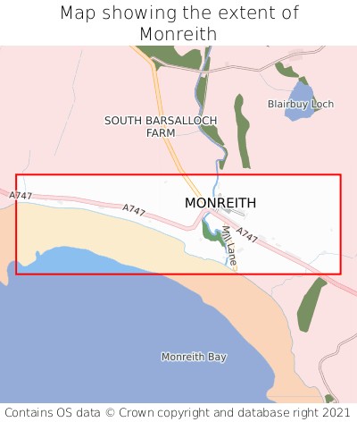 Map showing extent of Monreith as bounding box