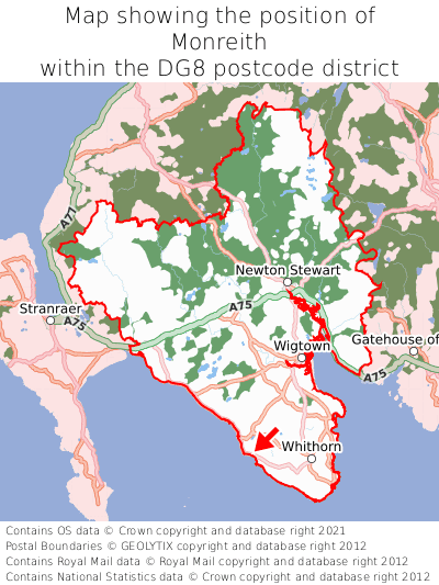 Map showing location of Monreith within DG8
