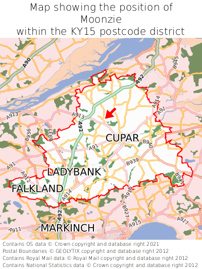 Map showing location of Moonzie within KY15