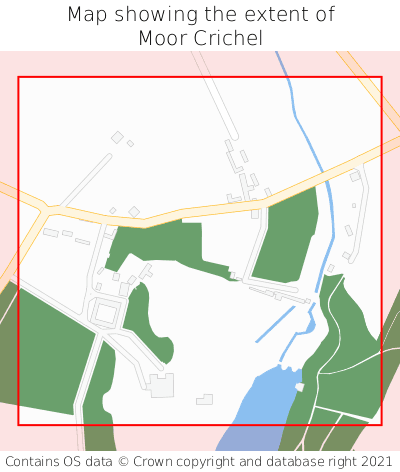 Map showing extent of Moor Crichel as bounding box