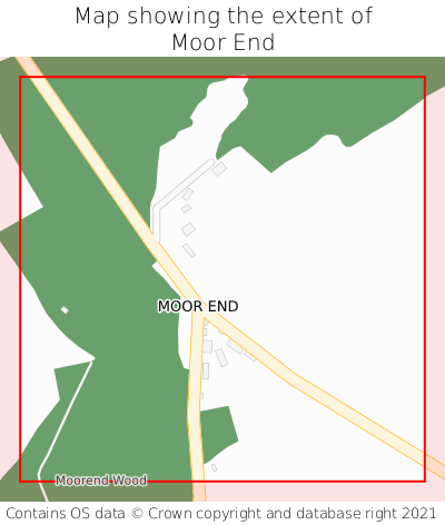 Map showing extent of Moor End as bounding box