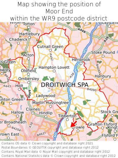 Map showing location of Moor End within WR9