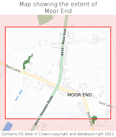 Map showing extent of Moor End as bounding box