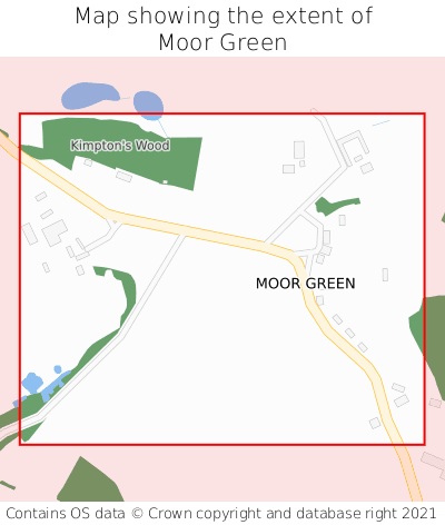 Map showing extent of Moor Green as bounding box