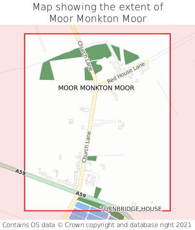 Map showing extent of Moor Monkton Moor as bounding box