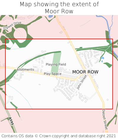 Map showing extent of Moor Row as bounding box