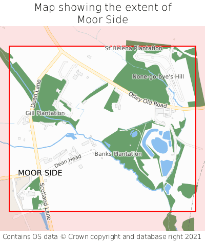 Map showing extent of Moor Side as bounding box