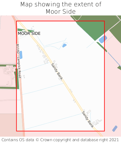 Map showing extent of Moor Side as bounding box