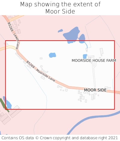 Map showing extent of Moor Side as bounding box