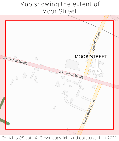 Map showing extent of Moor Street as bounding box