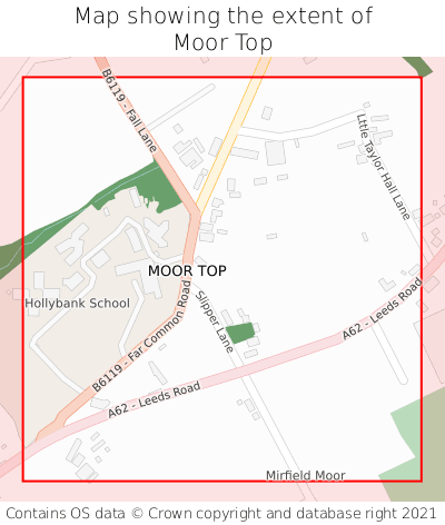 Map showing extent of Moor Top as bounding box