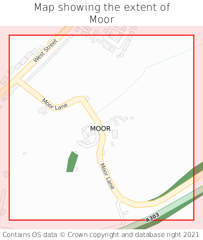 Map showing extent of Moor as bounding box