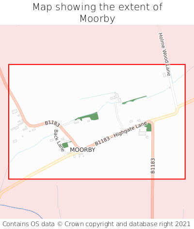 Map showing extent of Moorby as bounding box