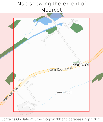 Map showing extent of Moorcot as bounding box