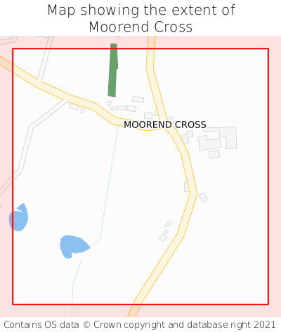 Map showing extent of Moorend Cross as bounding box