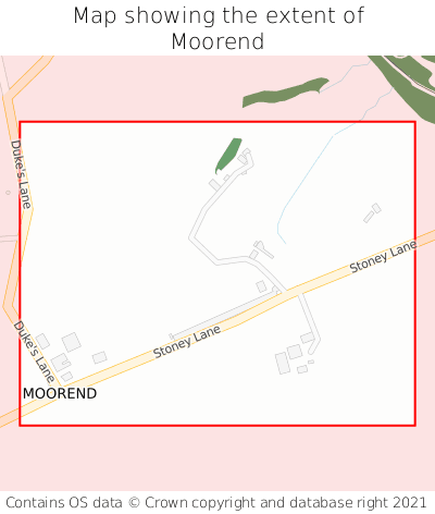 Map showing extent of Moorend as bounding box