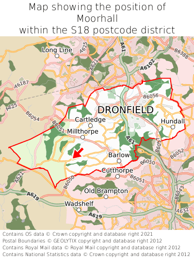 Map showing location of Moorhall within S18