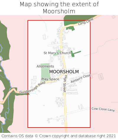 Map showing extent of Moorsholm as bounding box
