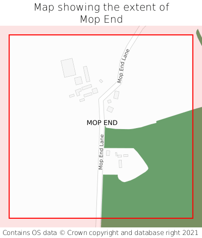 Map showing extent of Mop End as bounding box