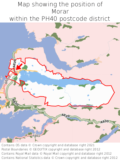 Map showing location of Morar within PH40