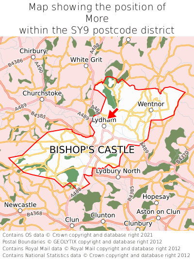 Map showing location of More within SY9