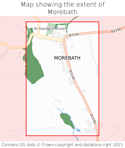 Map showing extent of Morebath as bounding box