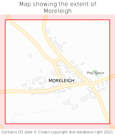 Map showing extent of Moreleigh as bounding box