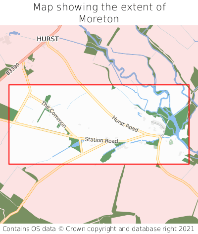 Map showing extent of Moreton as bounding box