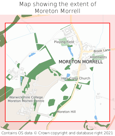Map showing extent of Moreton Morrell as bounding box