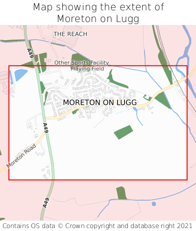 Map showing extent of Moreton on Lugg as bounding box