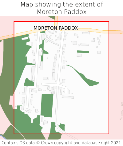 Map showing extent of Moreton Paddox as bounding box