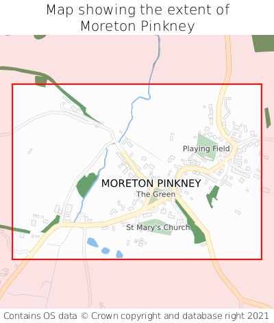 Map showing extent of Moreton Pinkney as bounding box