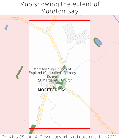 Map showing extent of Moreton Say as bounding box