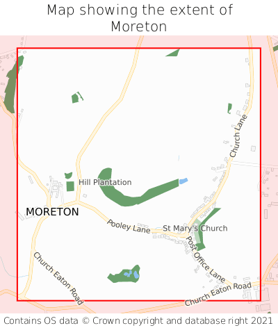 Map showing extent of Moreton as bounding box