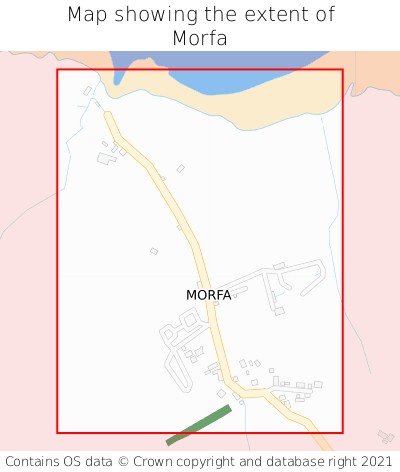Map showing extent of Morfa as bounding box