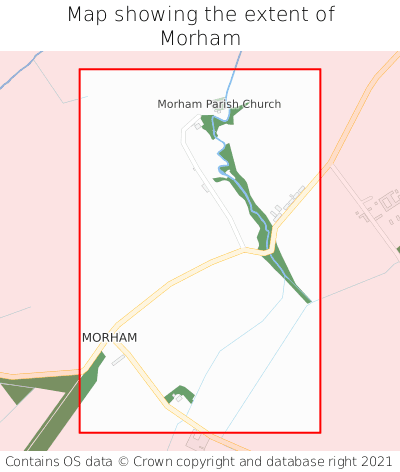 Map showing extent of Morham as bounding box