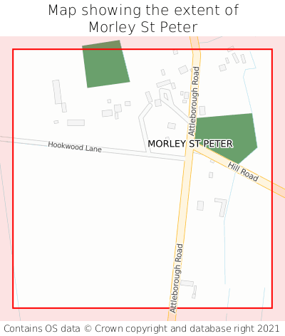 Map showing extent of Morley St Peter as bounding box