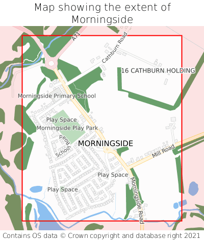 Map showing extent of Morningside as bounding box