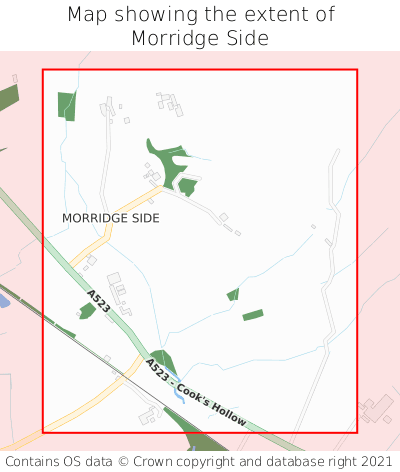 Map showing extent of Morridge Side as bounding box