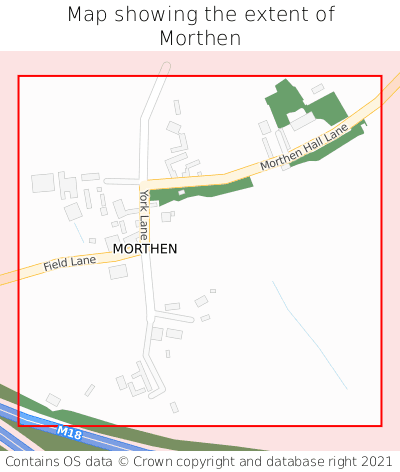 Map showing extent of Morthen as bounding box